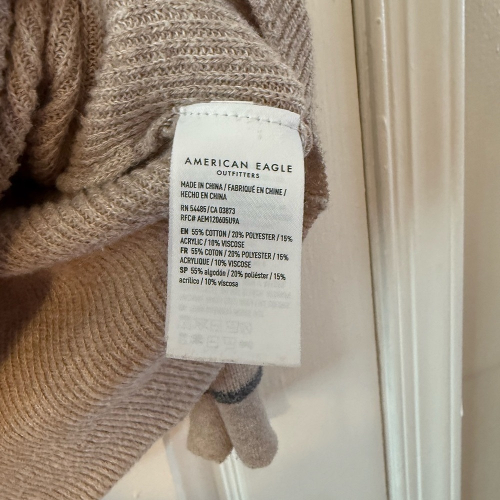 American Eagle Outfitters Women's Taupe Sweater with Black Stripes - Picture 3 of 7
